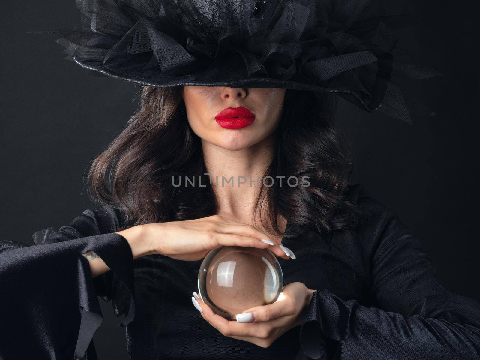 Halloween witch woman with crystal ball by Yellowj