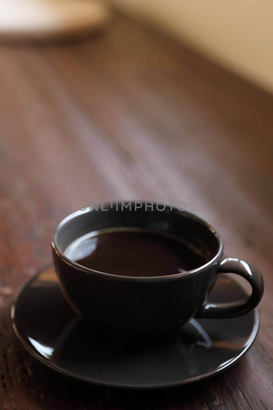 Cappuccino coffee break on wood background by piyato
