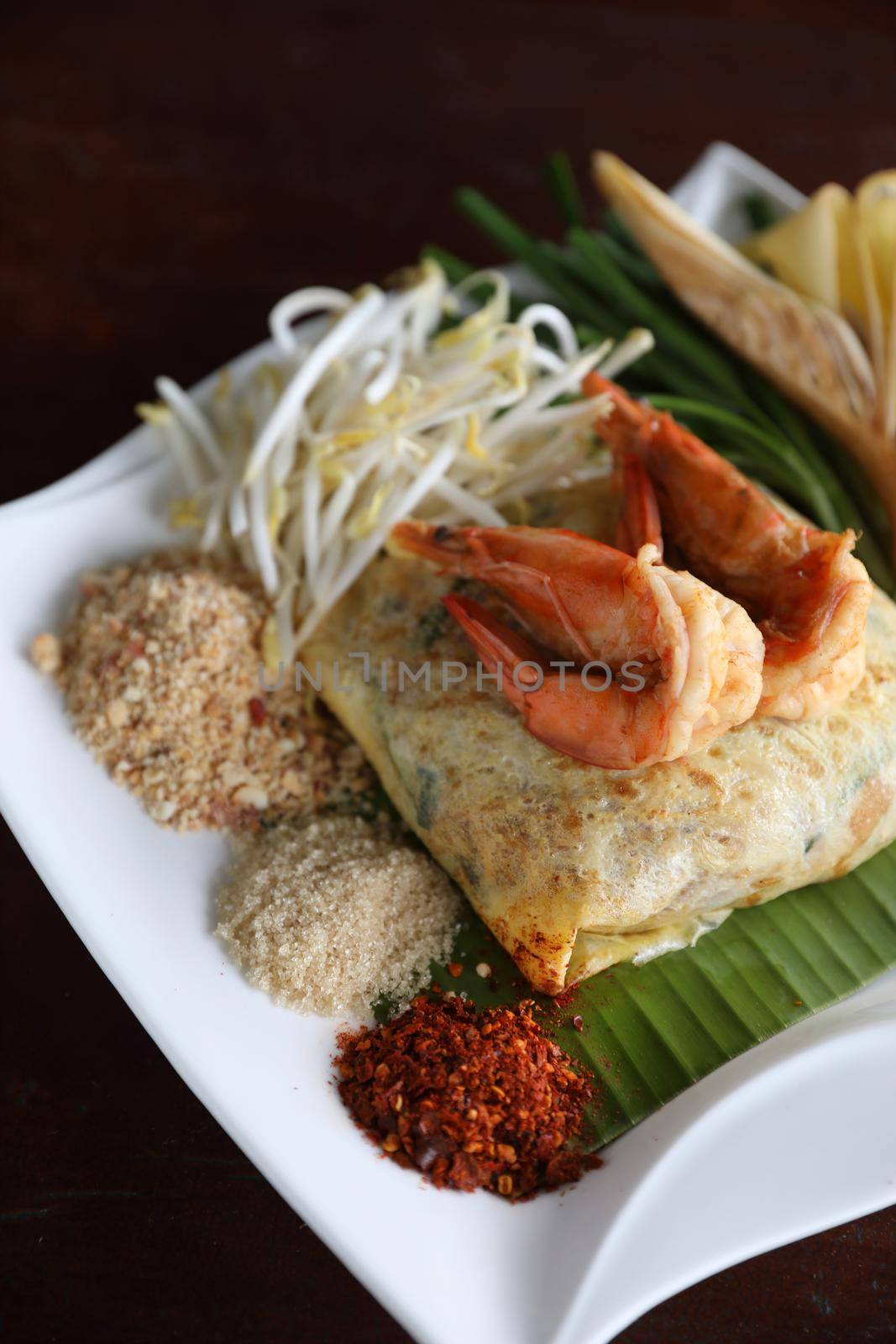 Local Thai food pad thai fried noodle with shrimp