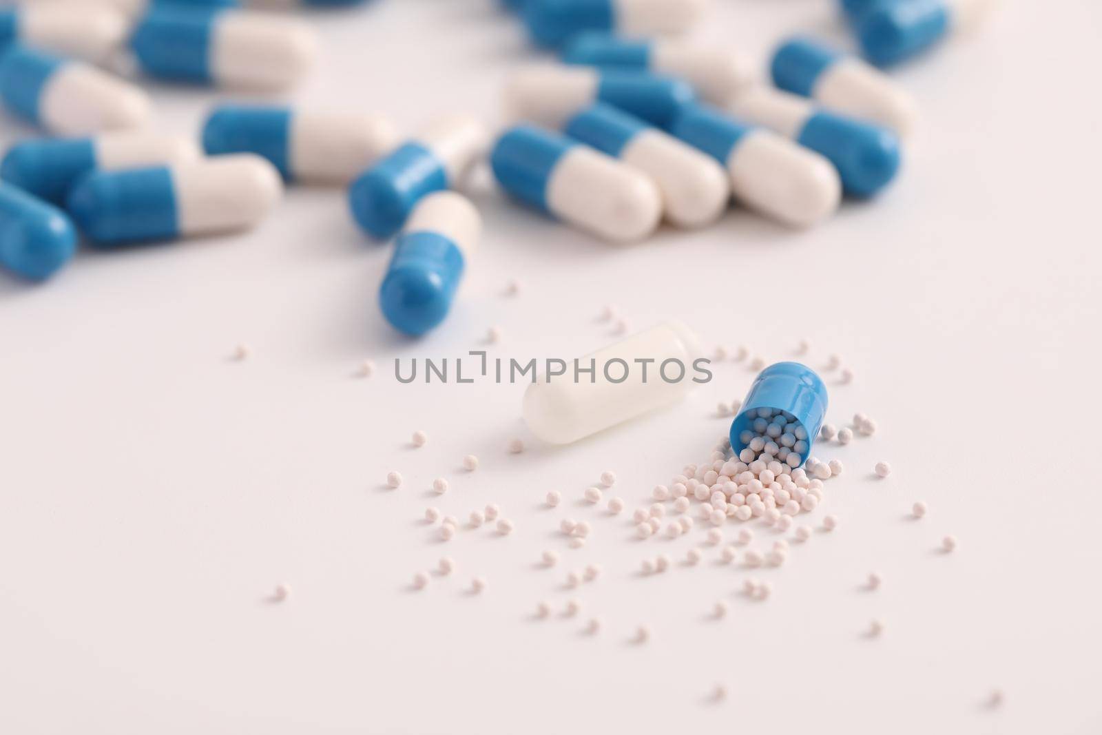 pills capsules close up isolated in white background