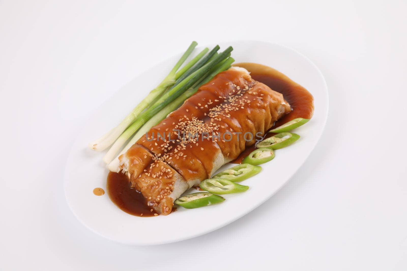 Spring Roll also known as Egg Roll local thai food isolated in white background by piyato