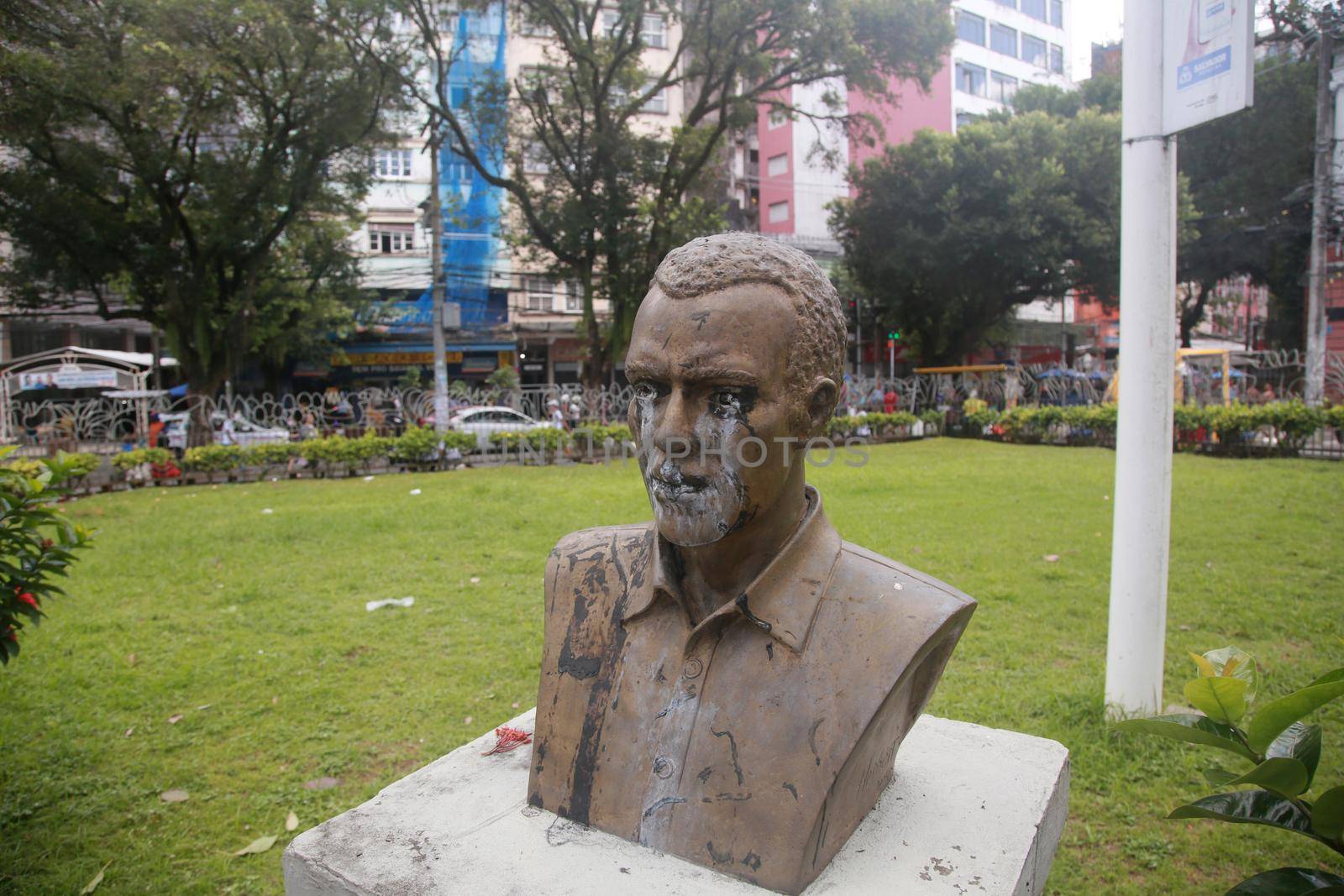 salvador, bahia, brazil - september 30, 2022: Manuel Faustino dos Santos Lira, martyred by the Tailors' Revolt and killed by hanging in 1799, in Piedade square, in the city of Salvador.