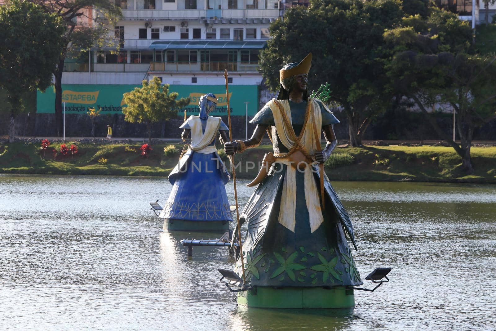 salvador, bahia, brazil - september 29, 2022: sculptures of Orixa - entity of African matter religions - exposed in the lake of Dique do Tororo, in the city of Salvador. The works created by the artist Tati Moreno.