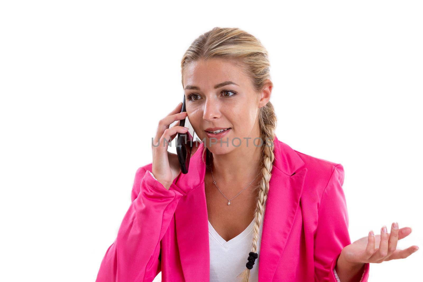Portrait of a young woman in a telephone relationship in a company. by JPC-PROD