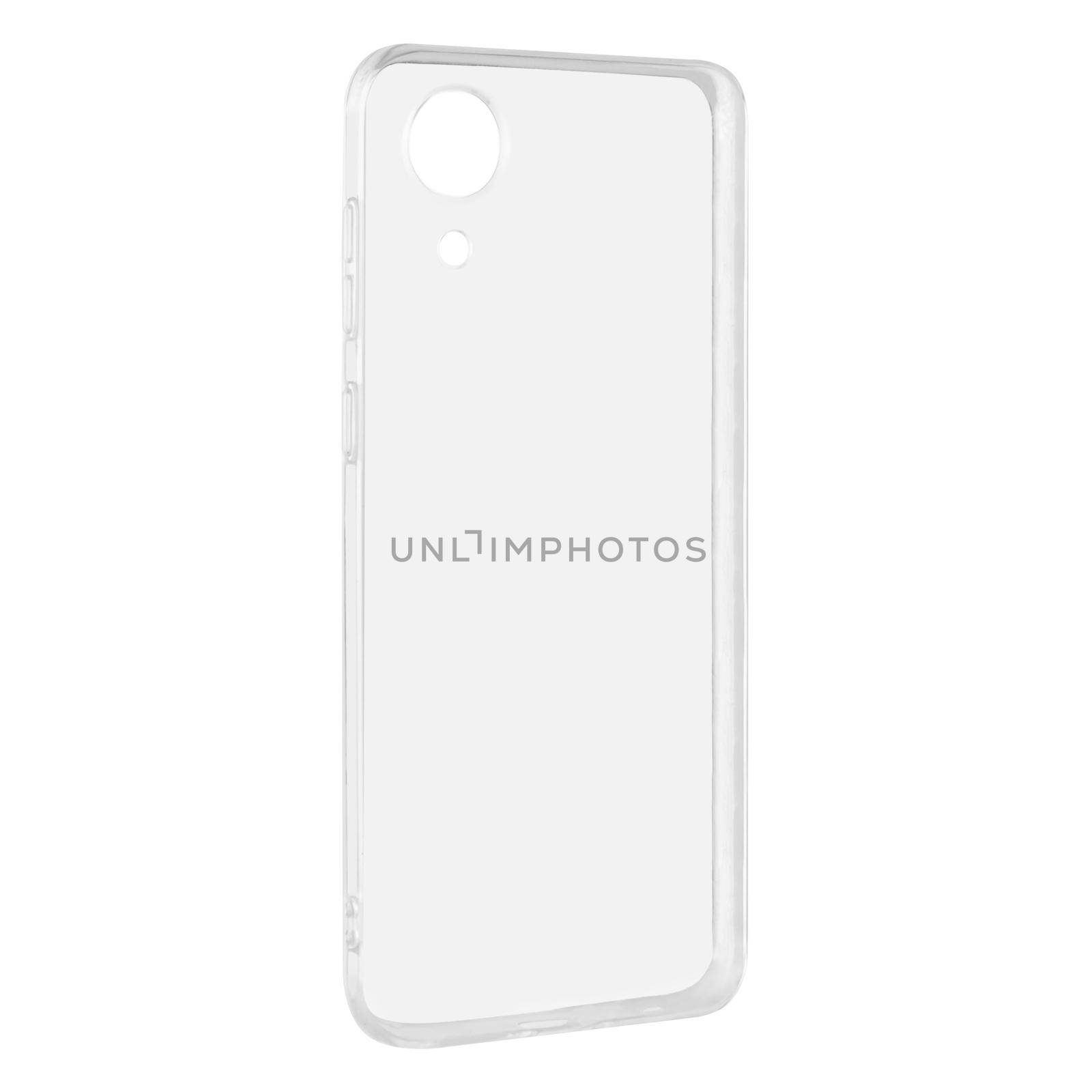 transparent silicone case, accessory for phone, on white background