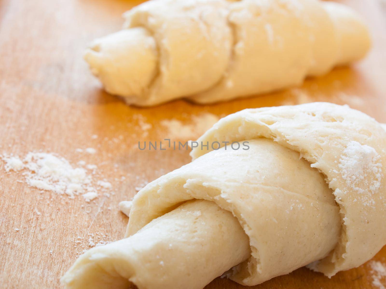 Baking small croissants for breakfast.