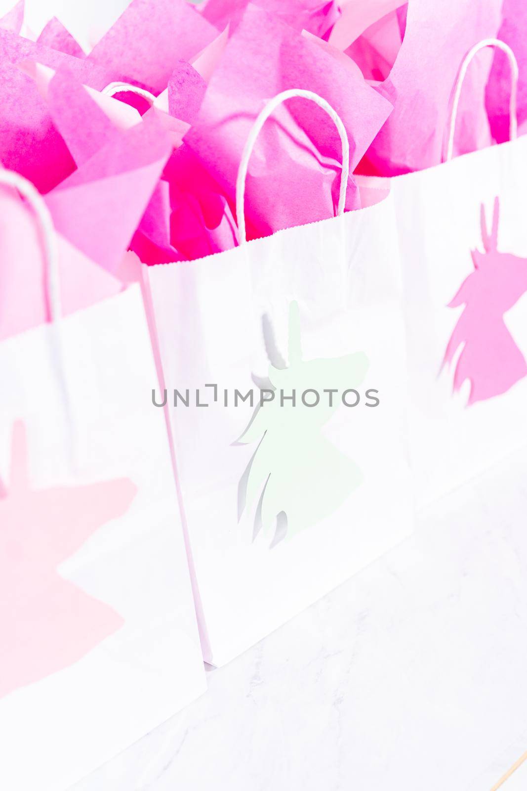 Unicorn Birthday party favor bags for a little girl's Birthday party.