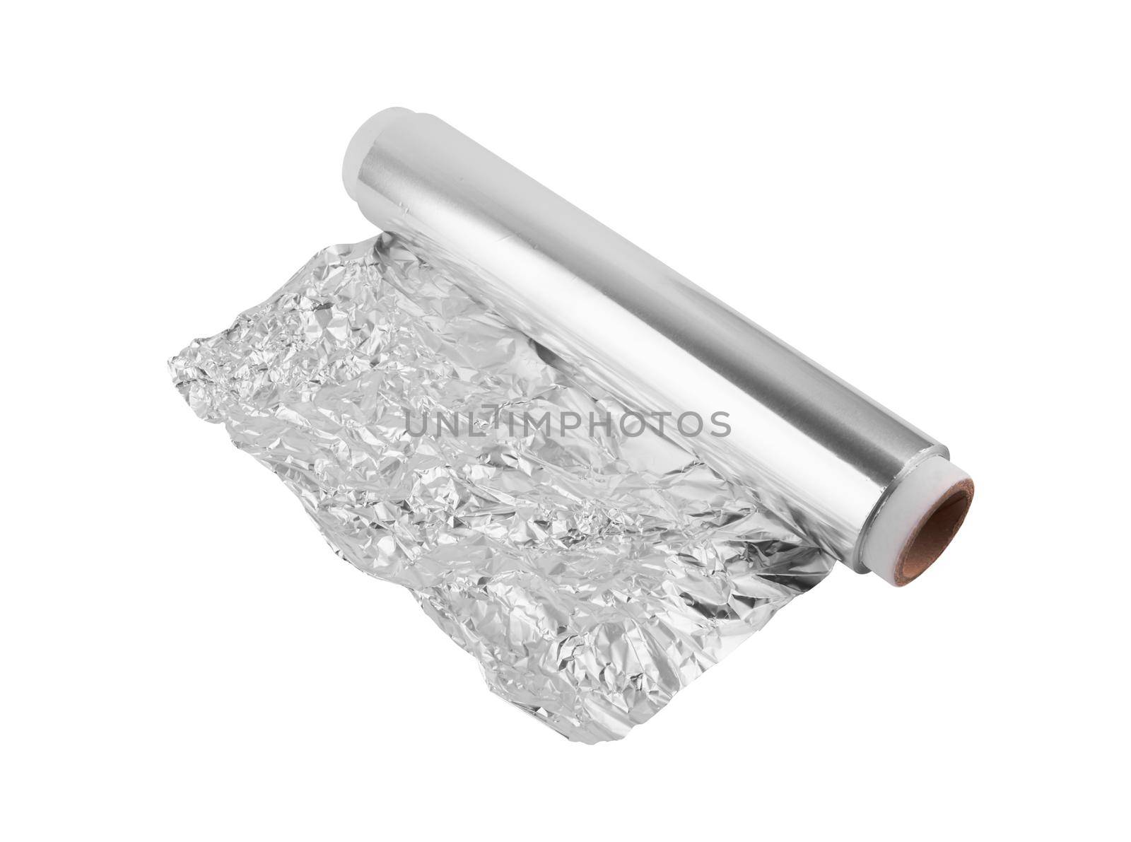 Aluminum foil isolated on white background