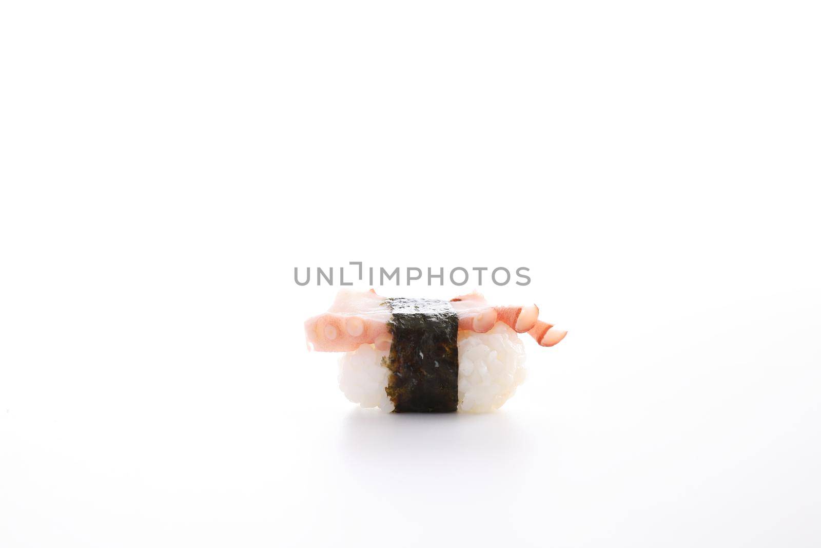 Tako nigiri Octopus Sushi japanese food isolated in white background
