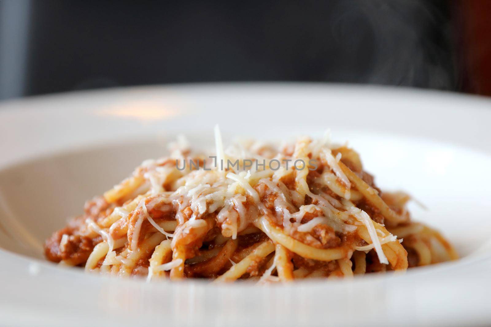 spaghetti Bolognese with minced beef and tomato sauce  by piyato