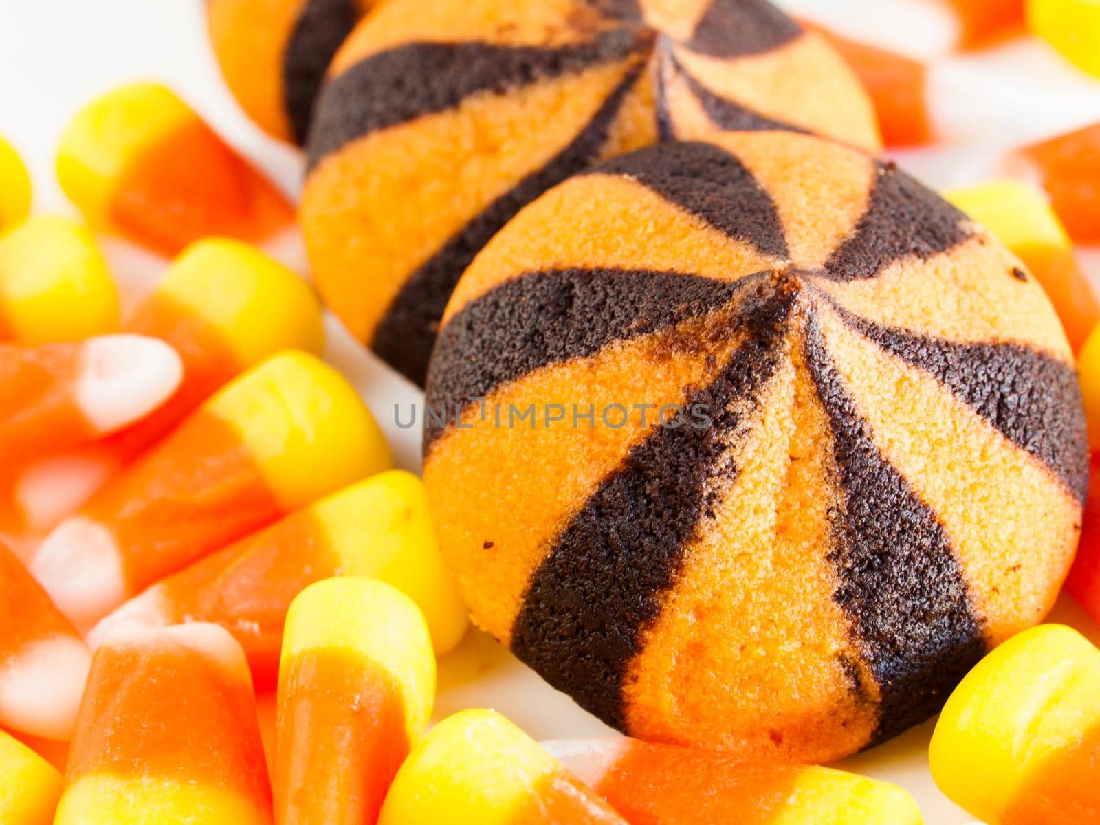 Halloween star drop cookies on white background.