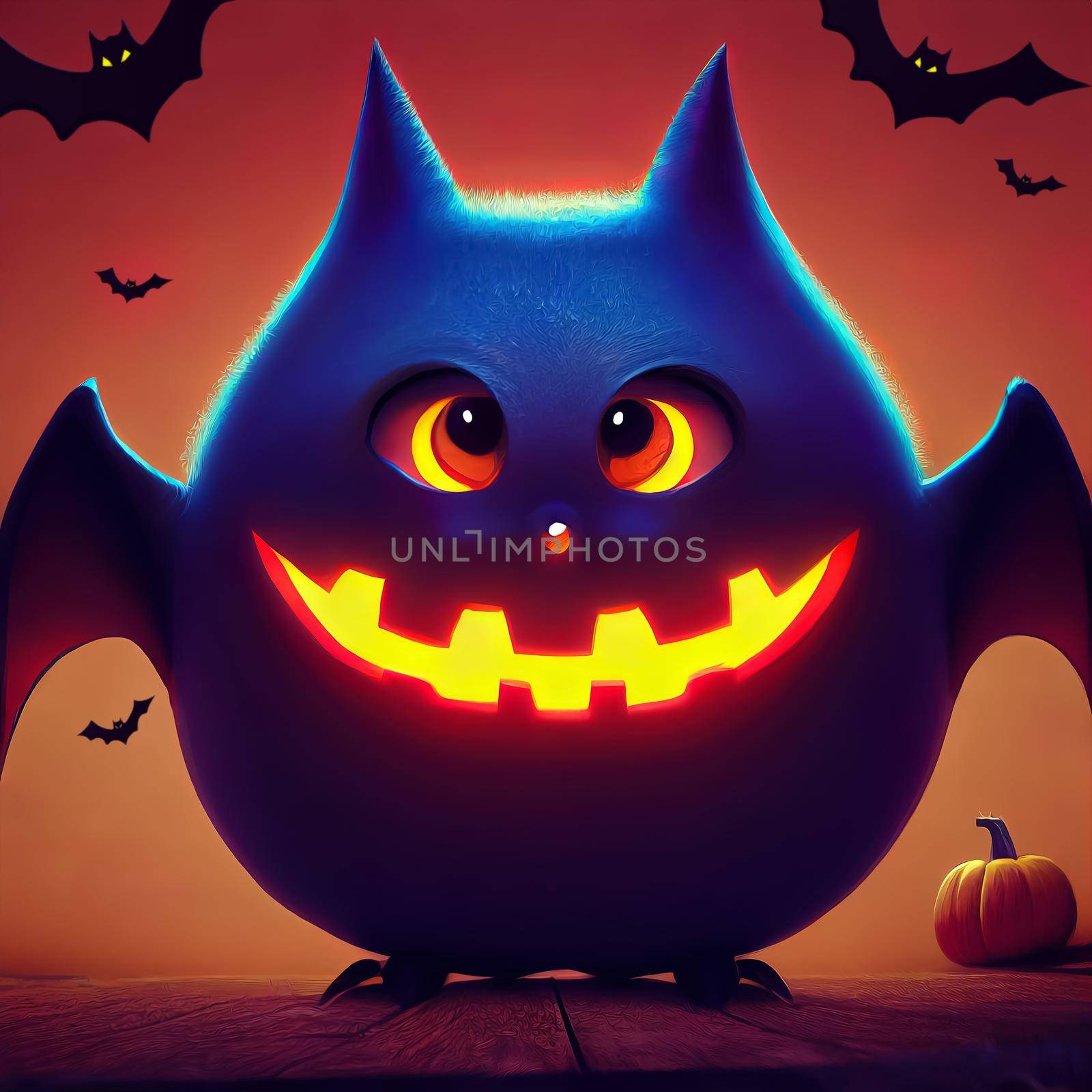 illustration of a cute bat, halloween bat animated illustration by JpRamos