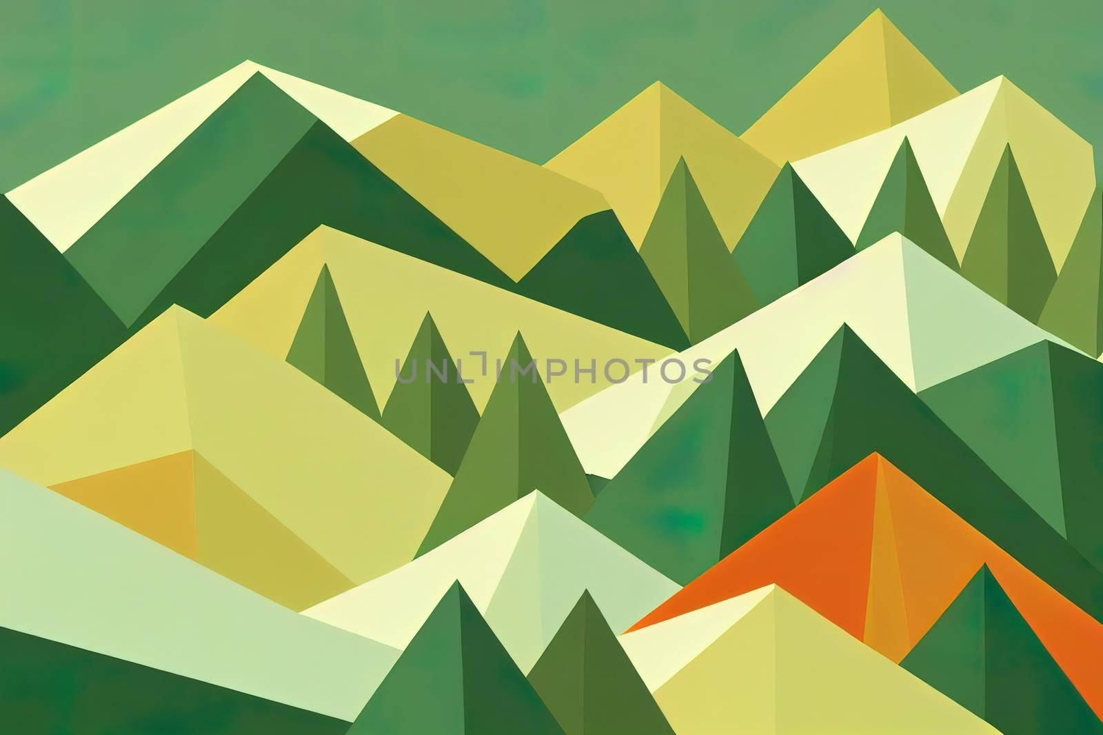 Illustration Landscape Green Trees Low Poly Background Image Forest Nature Woods Park Flat Design Mountain