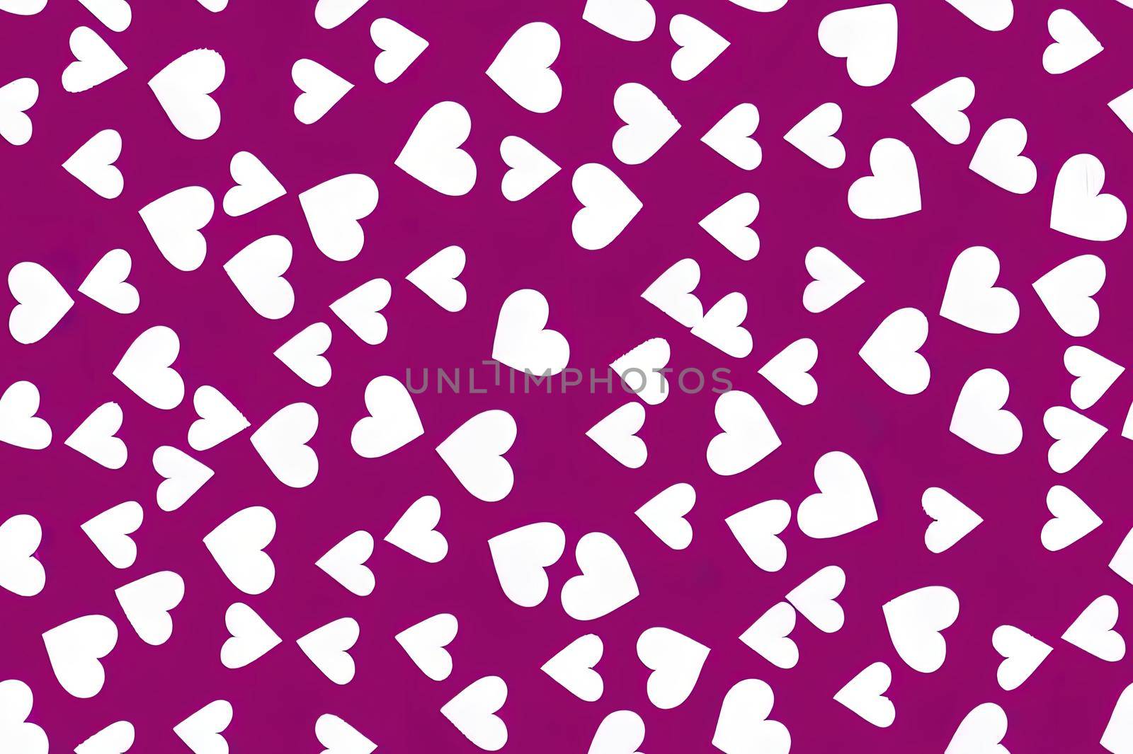 2d white fluffy heart seamless pattern isolated on pink High quality 2d illustration. by 2ragon