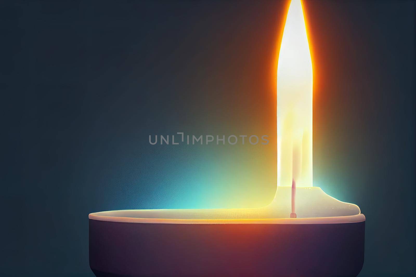 Burning candle near a switched off light bulb in complete darkness. Blackout, electricity off, energy crisis or power outage, concept image.