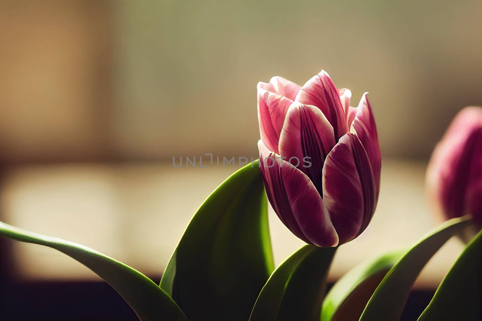 Top View Growing Big Bud Tulip Flower and Dew Petals. Amazing Beautiful Blooming Plant in Timelapse. Lovely Romantic and Natural Backdrop Wedding Decoration Alone Flower in Growing Process Closeup 4k