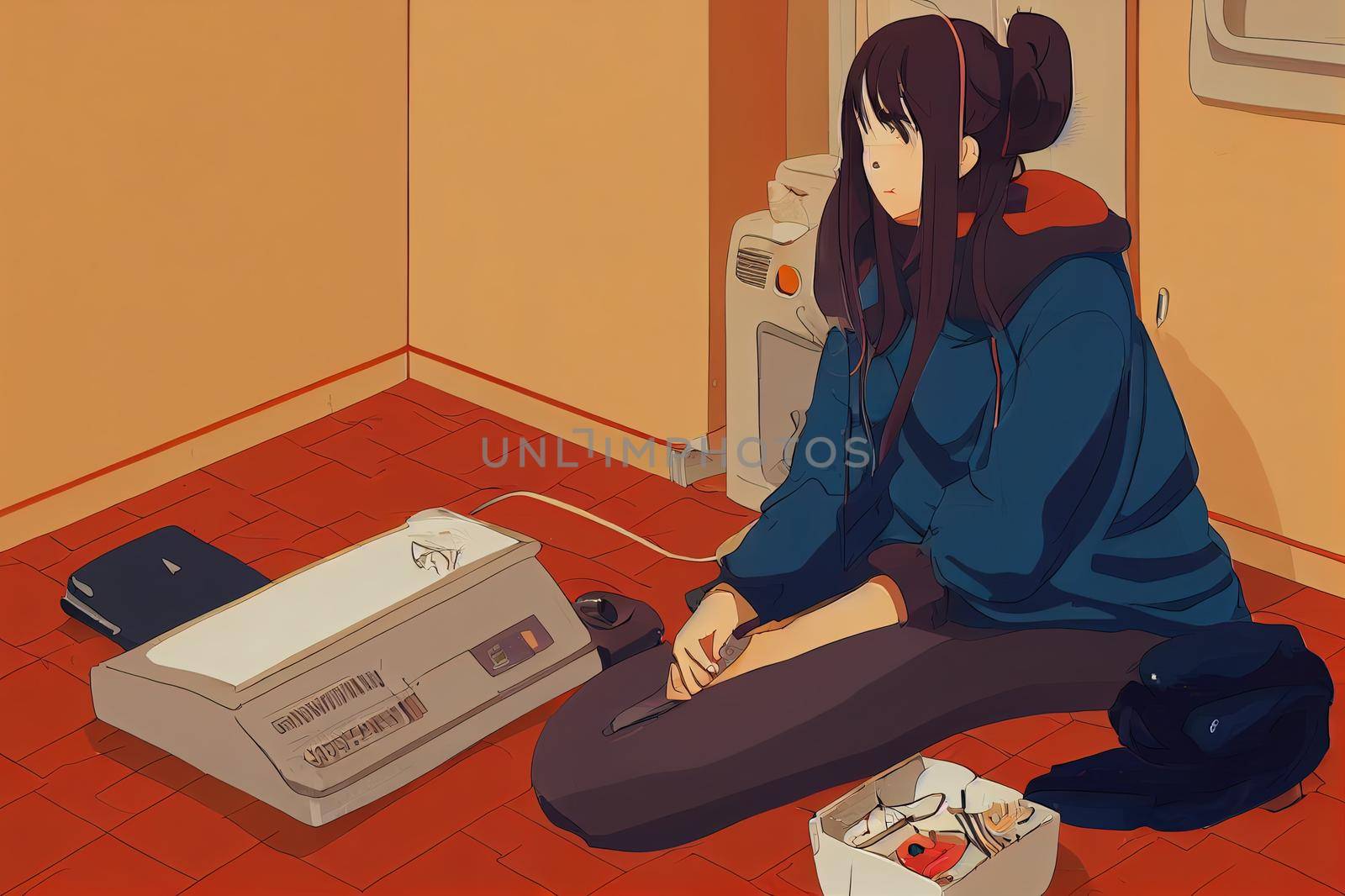 Cold home, freezing. Using heater at home in winter. High quality 2d illustration. by 2ragon