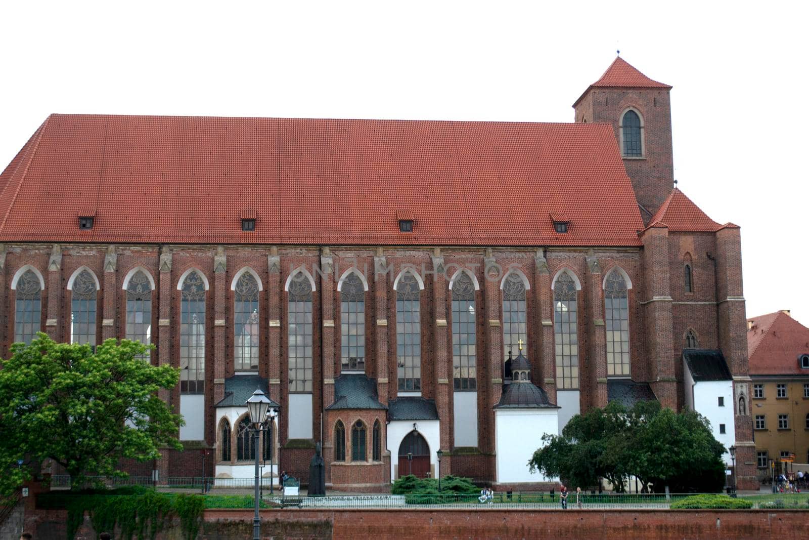 Ancient buildings on Ostrow Tumski at daytime in Wroclaw. High quality photo