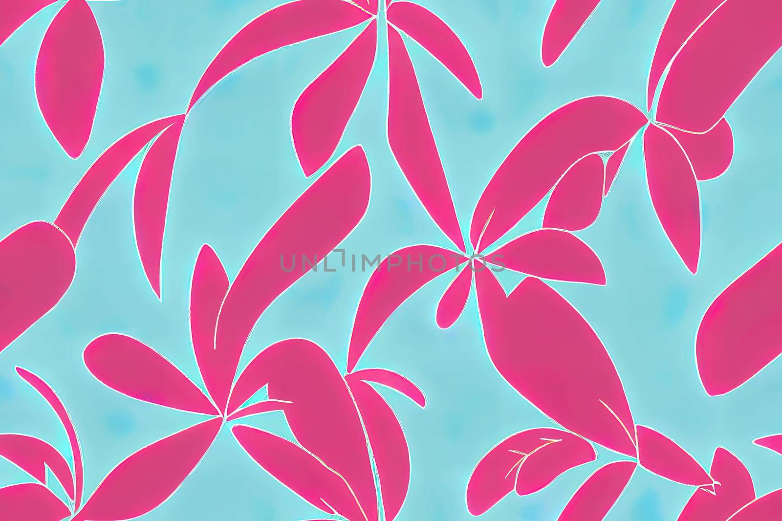 Tropical 2d green leaves seamless pattern pink background. Exotic High quality 2d illustration. by 2ragon