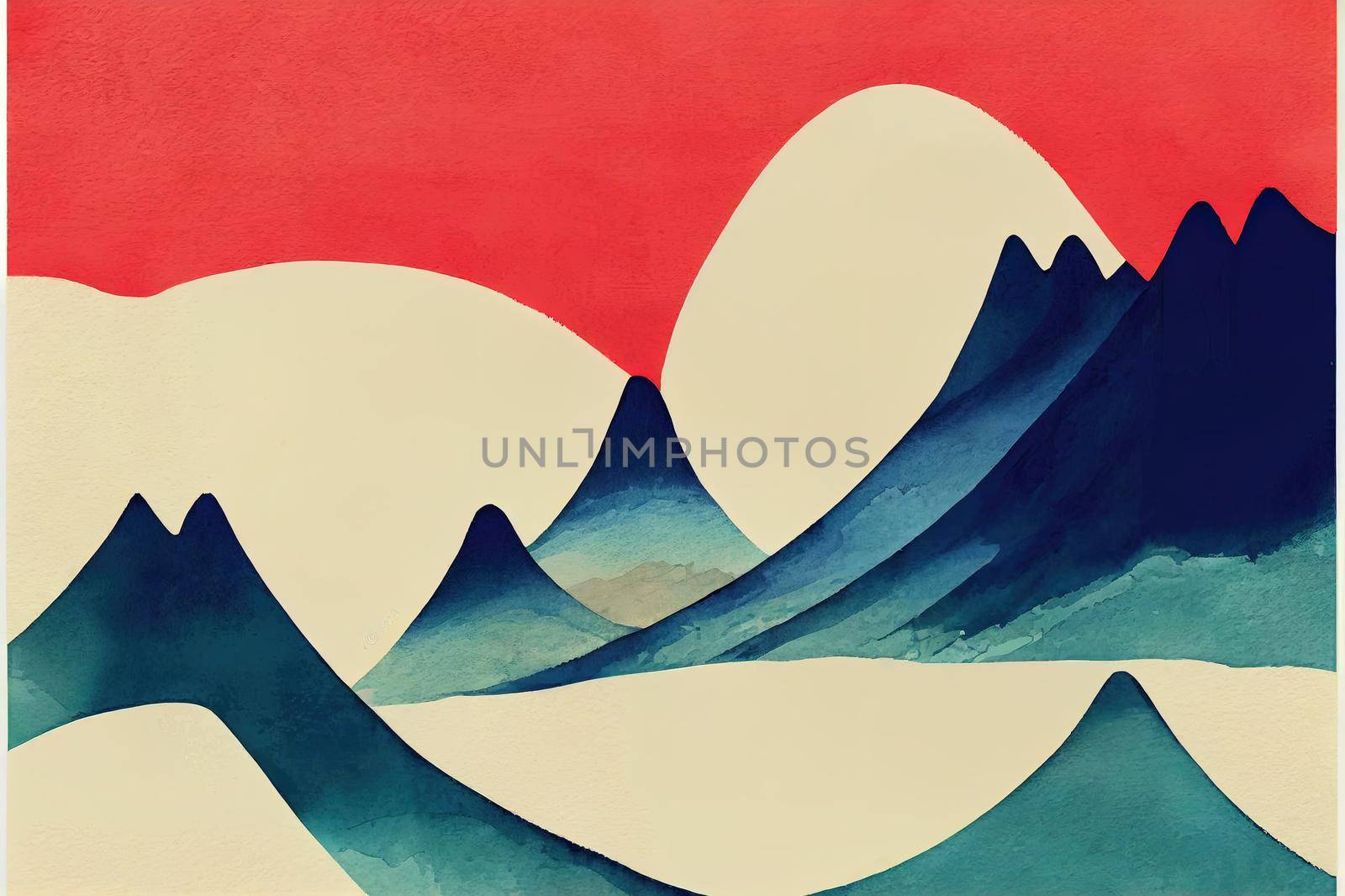 Mountain background . Minimal landscape art with watercolor brush by 2ragon