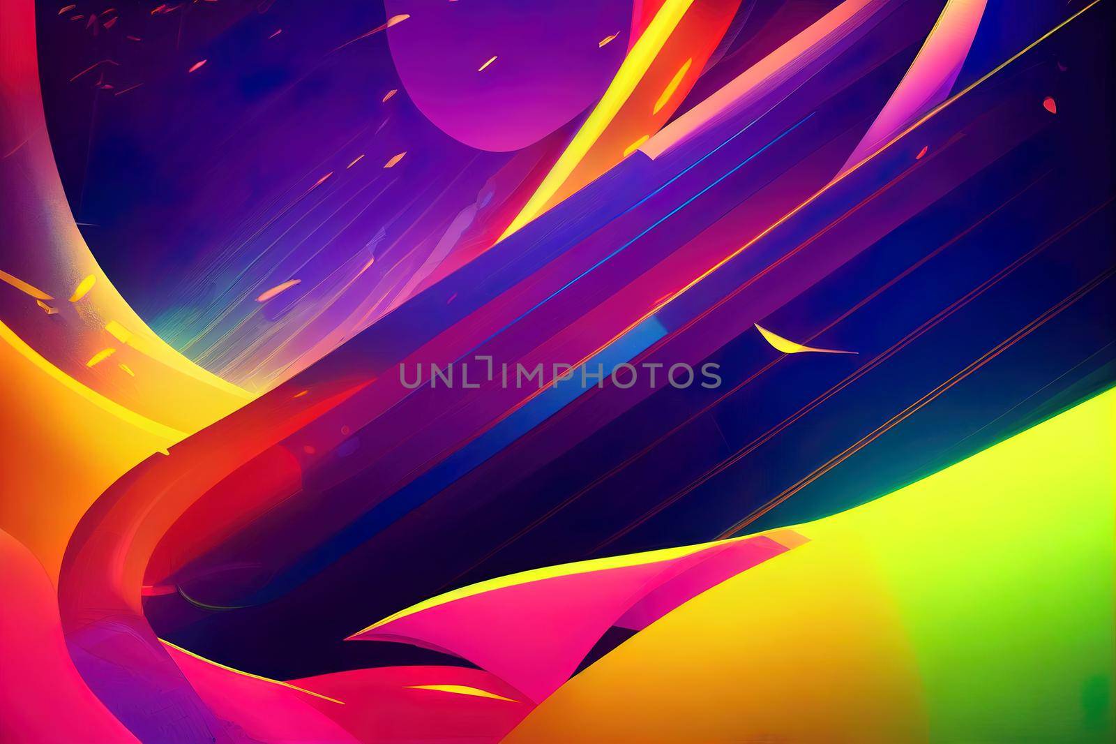 3d render, abstract colorful background, bright neon rays and by 2ragon