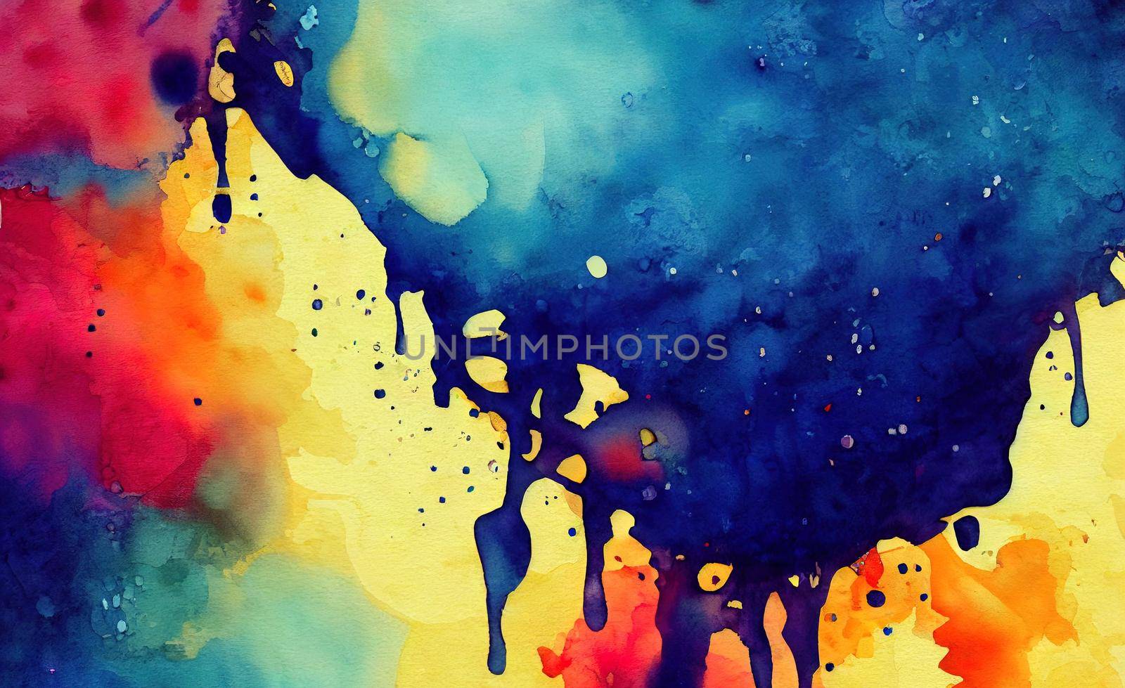Abstract blue paint background by liquid fluid watercolor or High quality 2d illustration. by 2ragon