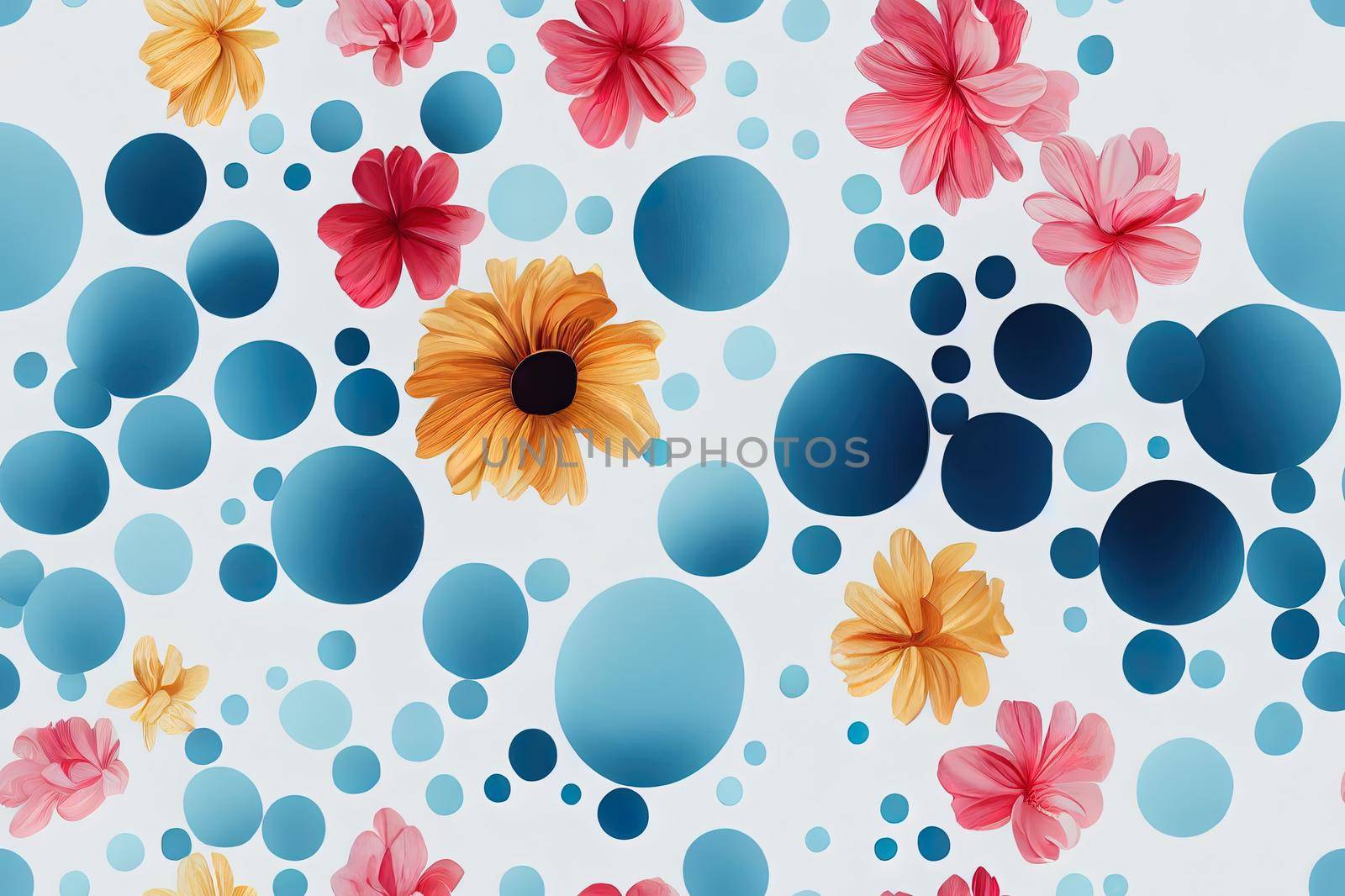 3d, floral wallpaper, white background, seamless
