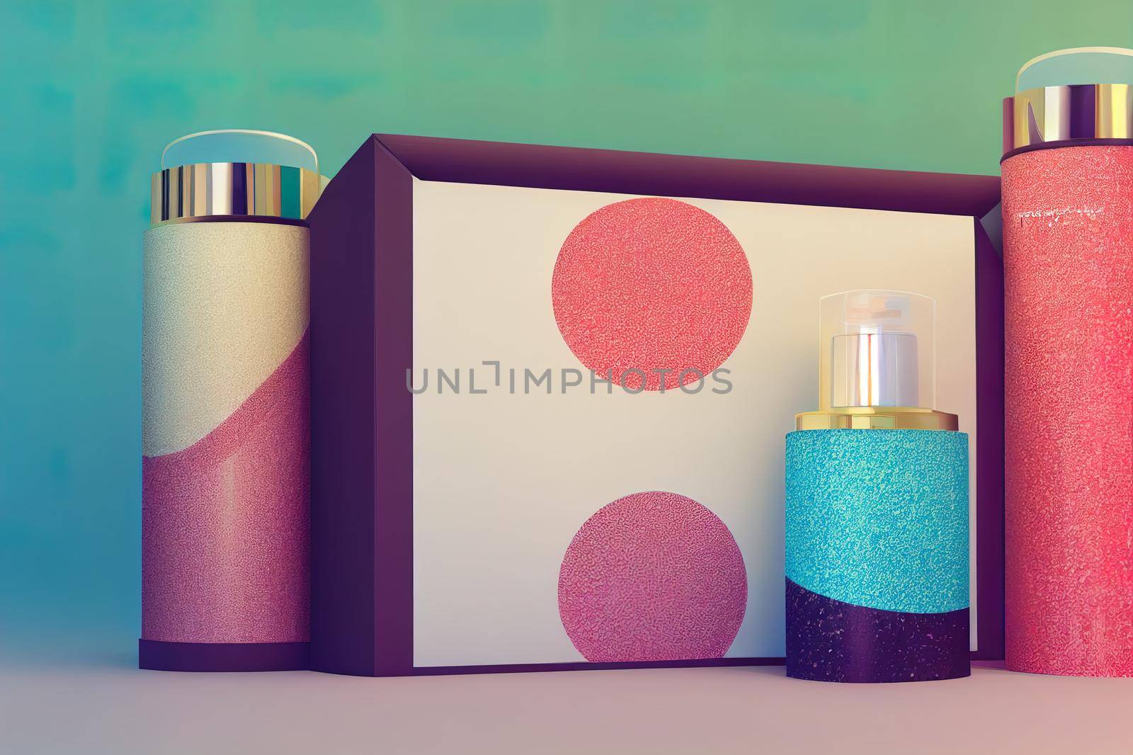Natural beauty poduim backdrop with empty cylinder box for cosmetic product display fashion beauty background with Terrazzo texture3d rendering