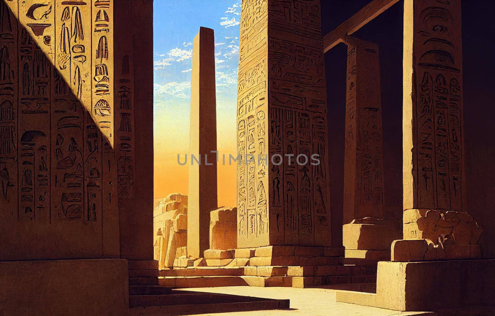 Egyptians ancient Temple with pharaoh monument