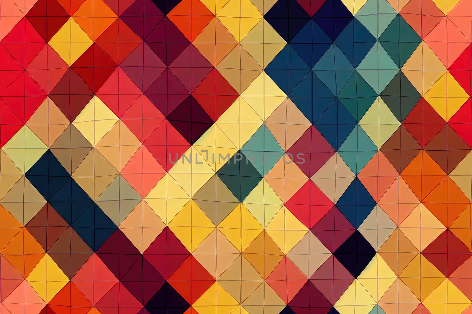 Watercolor triangles. Modern raster seamless pattern. Colorful texture in High quality 2d illustration. by 2ragon