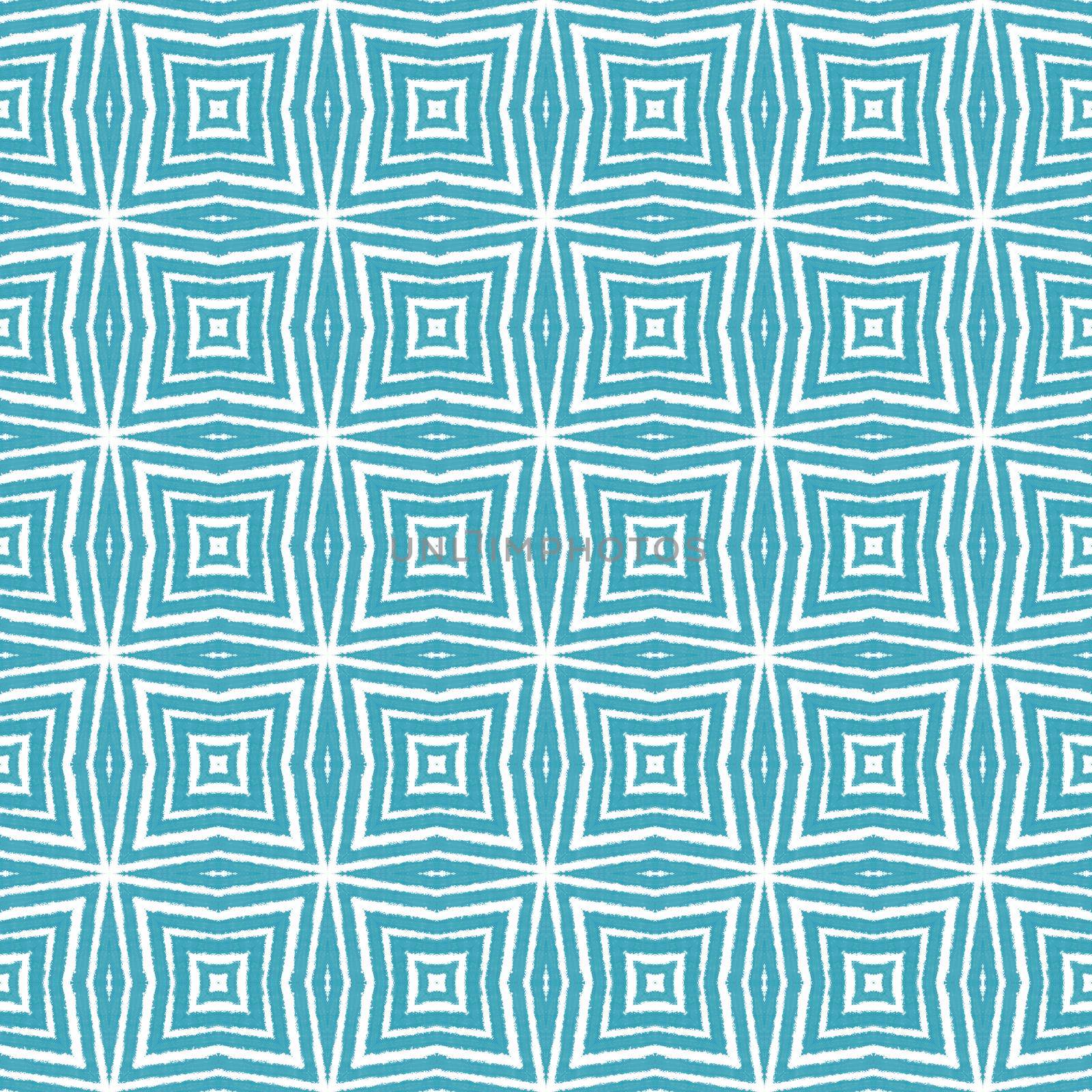 Medallion seamless pattern. Turquoise symmetrical by beginagain