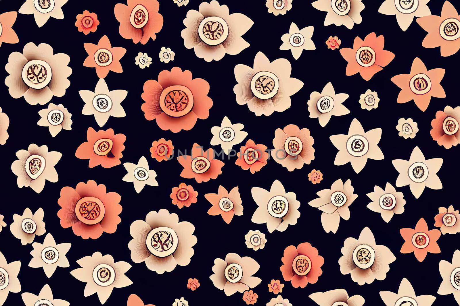 vintage flower seamless 2d pattern on background