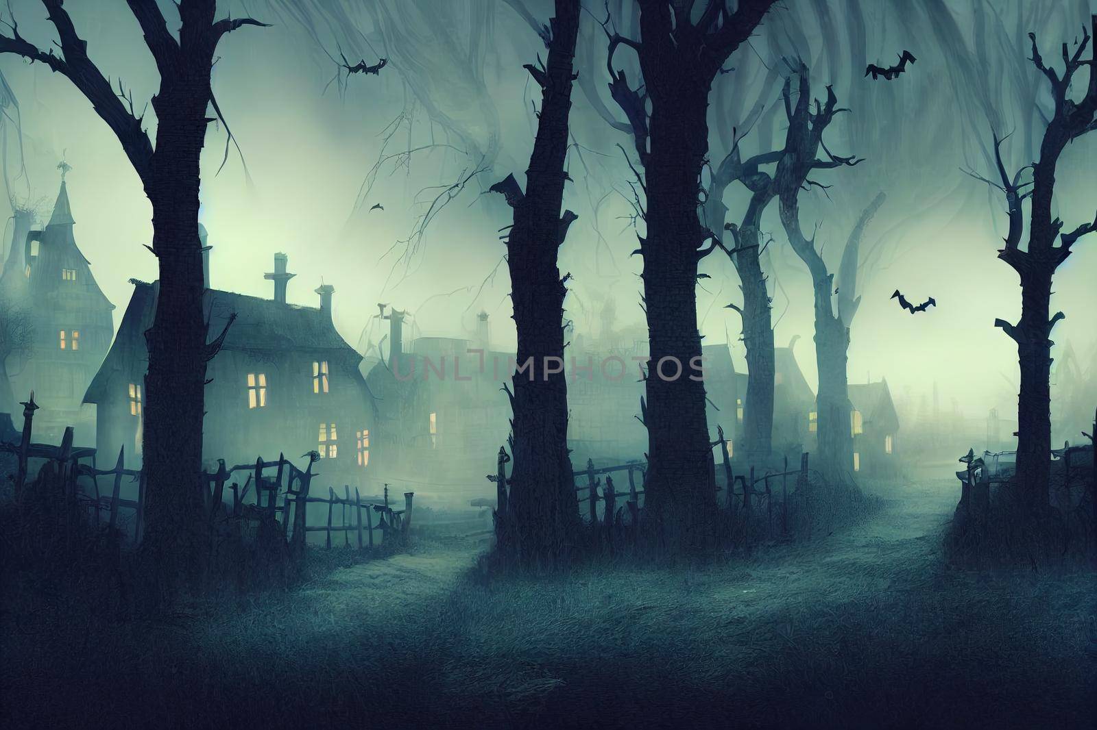 Hunted Village dark and foggy, dark village with heavy by 2ragon