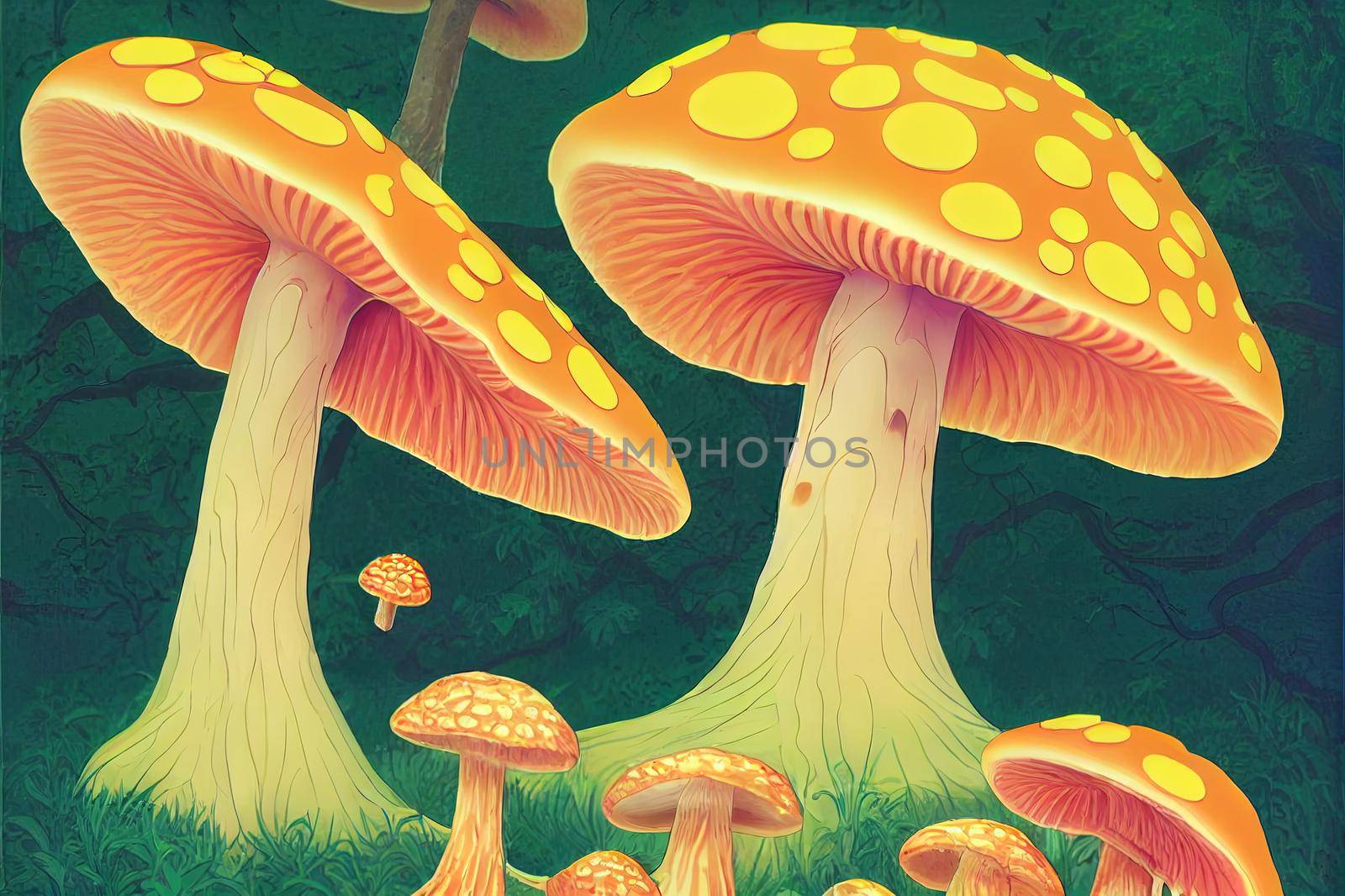 Mushroom Laetiporus sulphureus (crab-of-the-woods, sulphur polypore, sulphur shelf, and by 2ragon