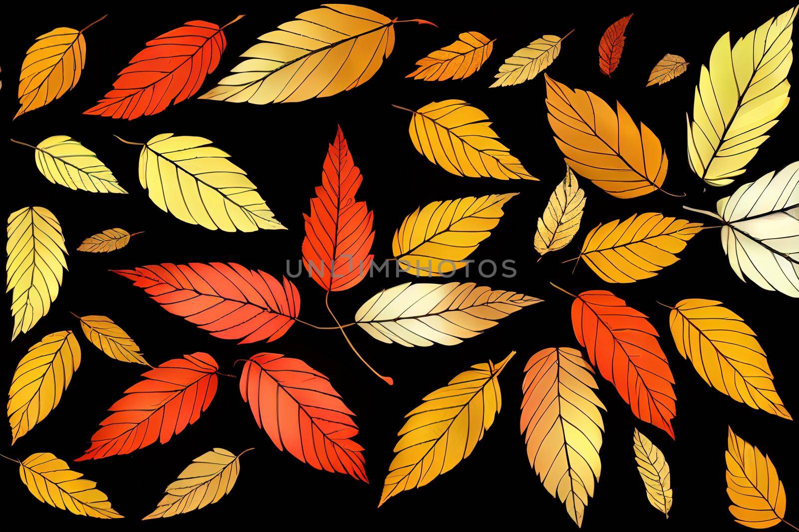 autumn season change color leaves on transparent background with High quality 2d illustration. by 2ragon