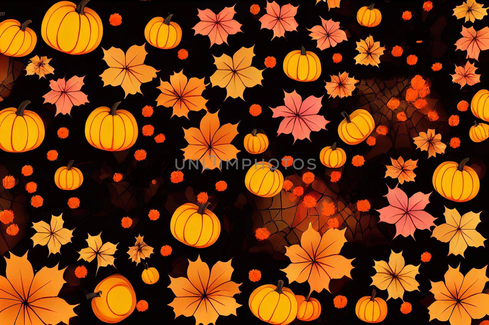 Abstract Halloween backdrop with autumn flower field for product High quality 2d illustration. by 2ragon