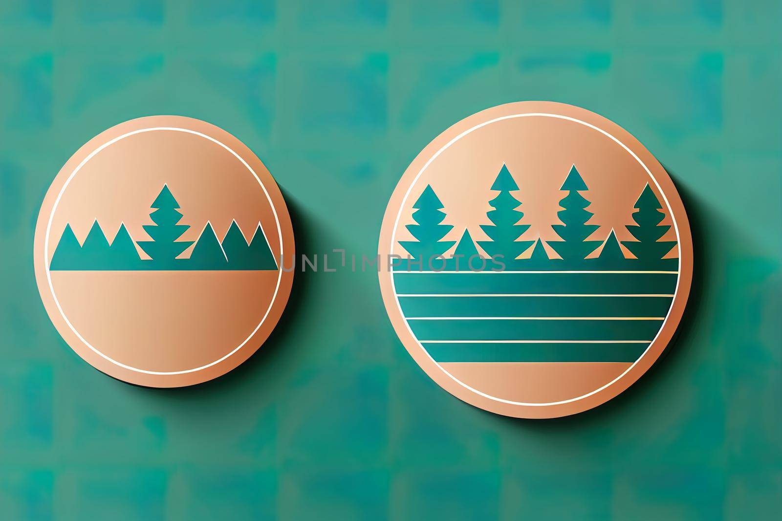 travel badge with pine trees textured illustration and forest adventure inspirational, animal deer animal wolf logo