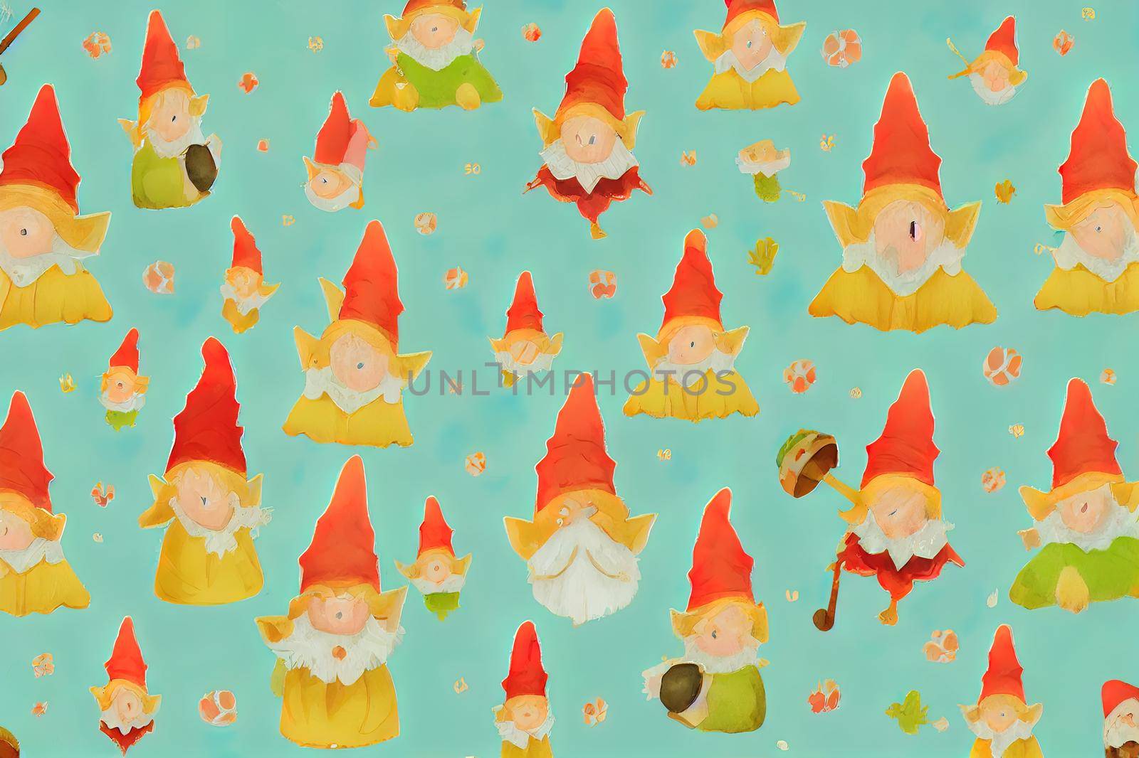 Cute digital painting watercolor gnomes elementisolated gnome on white High quality 2d illustration. by 2ragon