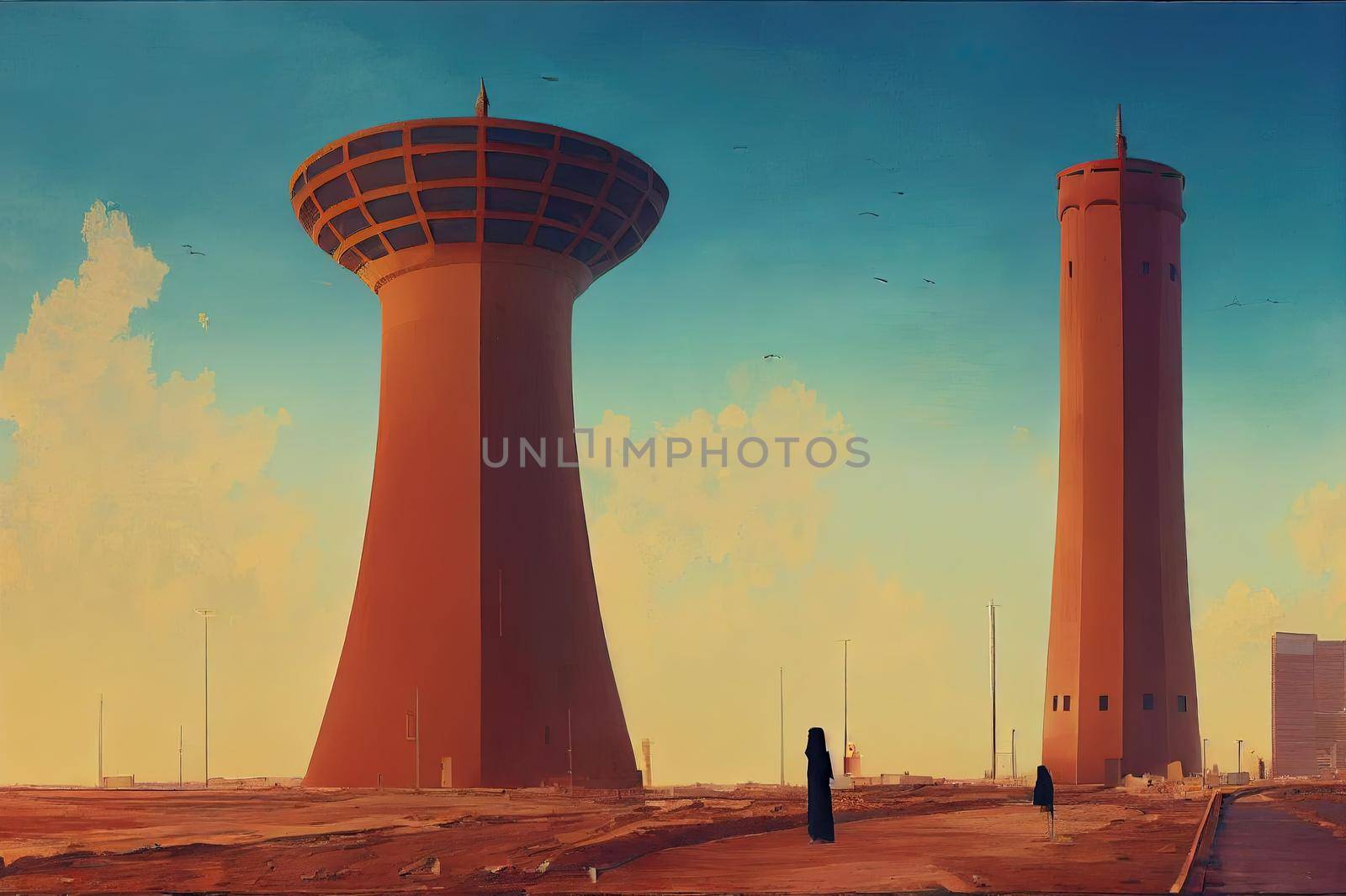Al khobar Saudi Arabia Jan 6, 2021 The water tower in Khobar, located in the east of the Kingdom of Saudi Arabia, on the Arabian Gulf