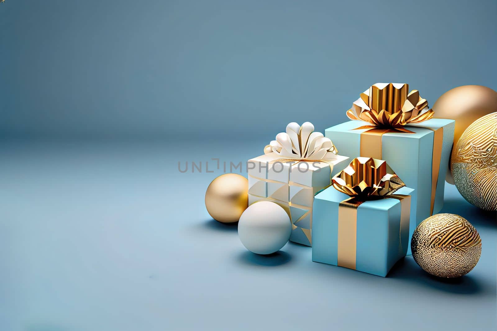 Christmas Background with golden and shiny gift box ornament decoration