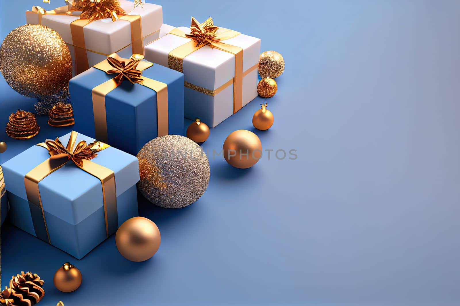 Christmas Background with golden and shiny gift box ornament decoration