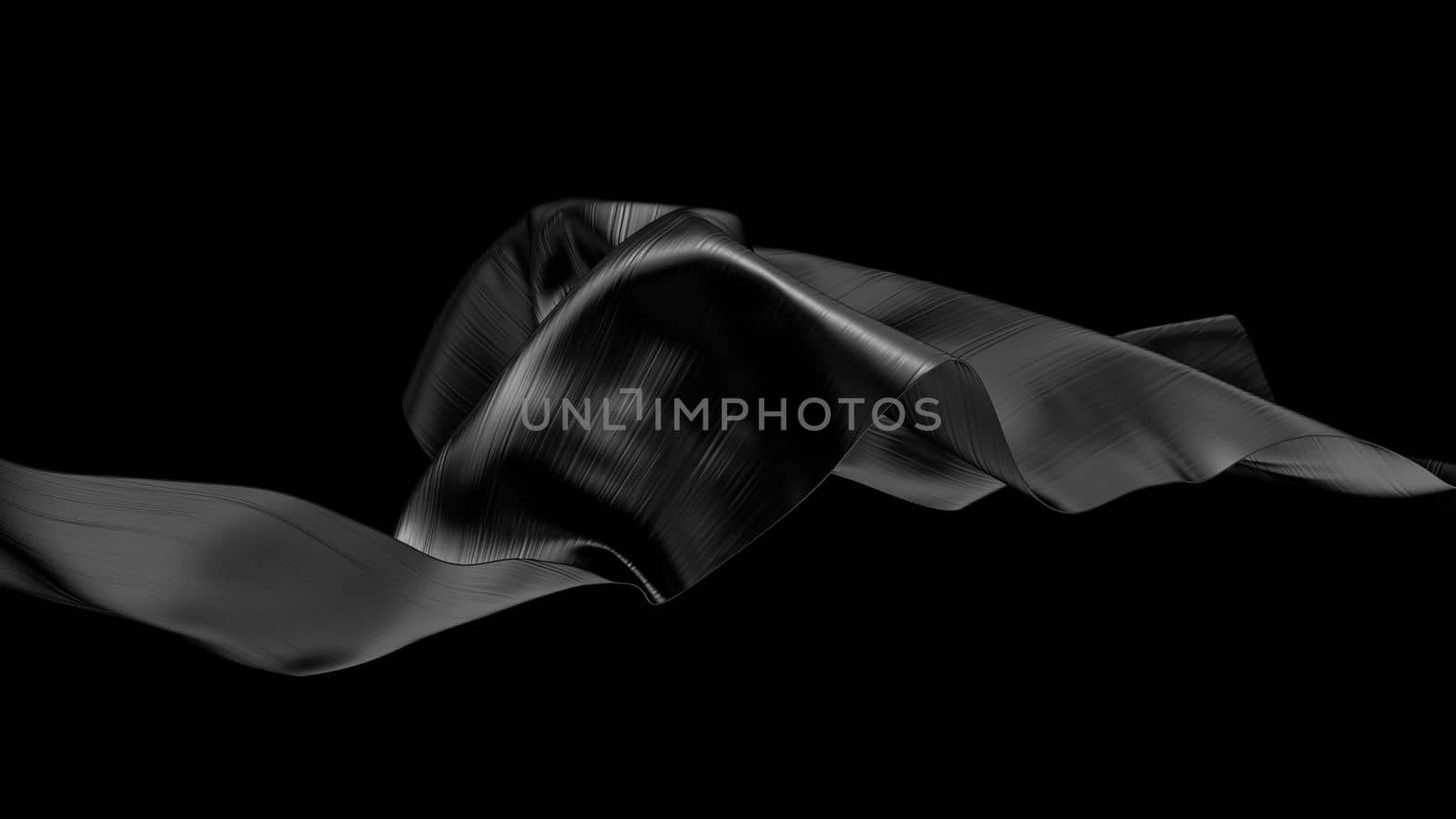 Floating cloth in dark abstract background 3d render