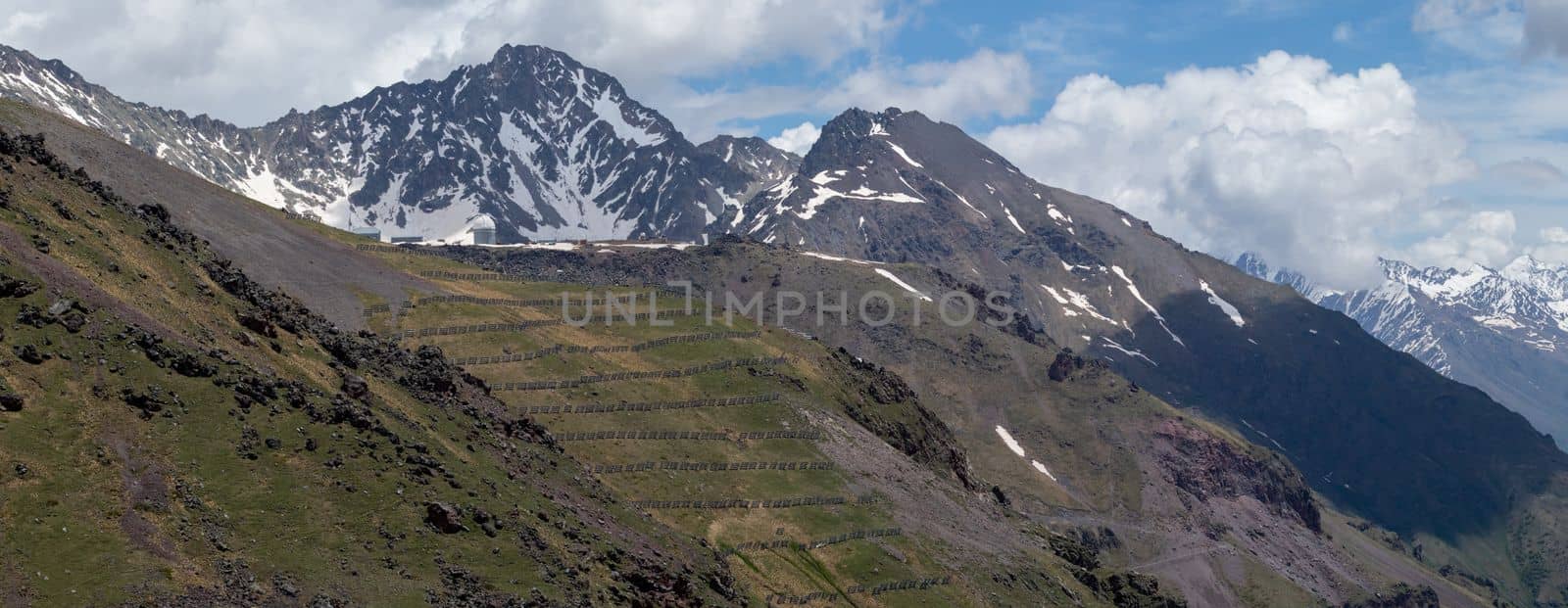 Panorama of a high mountain in the Caucasus. Elbrus. High quality photo
