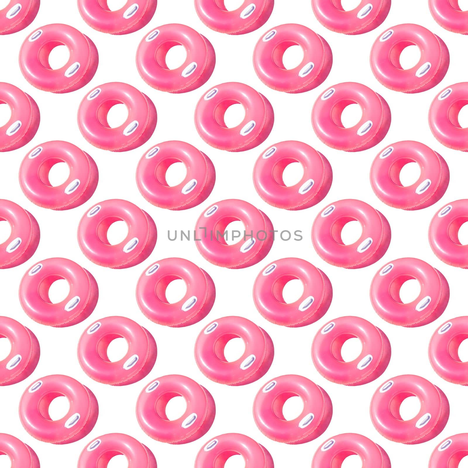Pattern of small bright pink inflatable rubber circles on a pale pink background