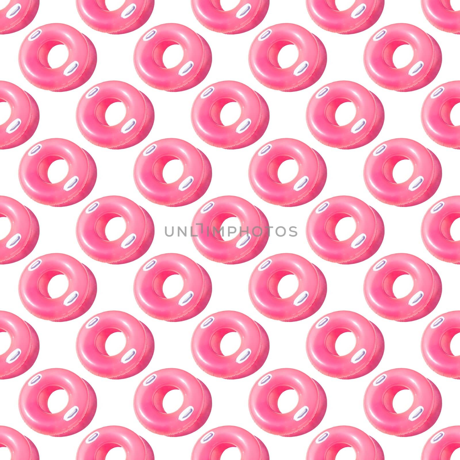 Pattern of small bright pink inflatable rubber circles on a pale pink background