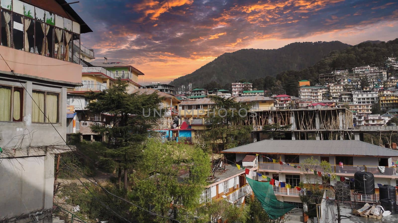 McLeod Ganj, Dramatic Sky and Praying Flags, Dharamshala, India by SweCreatives