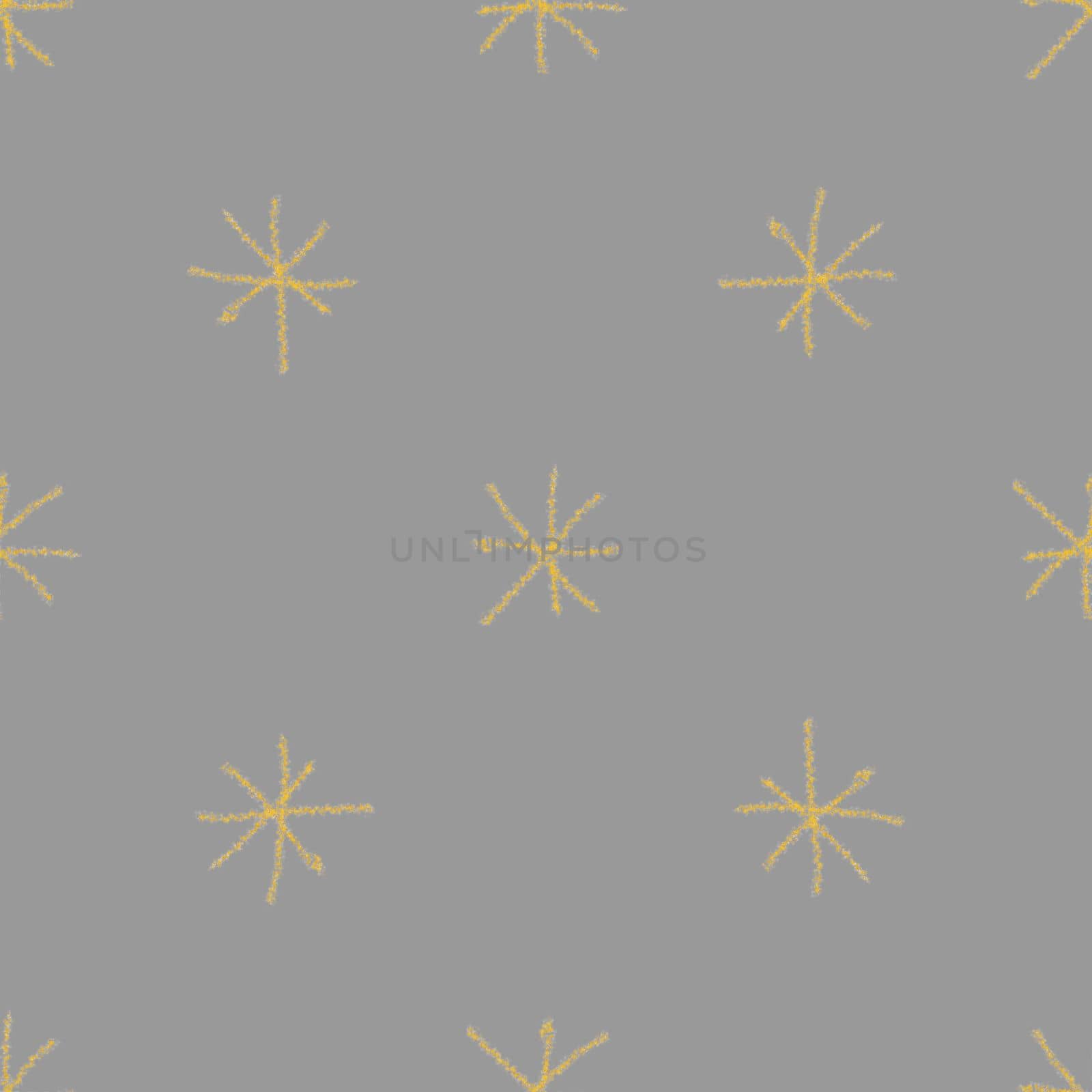 Hand Drawn Snowflakes Christmas Seamless Pattern. Subtle Flying Snow Flakes on chalk snowflakes Background. Artistic chalk handdrawn snow overlay. Fresh holiday season decoration.