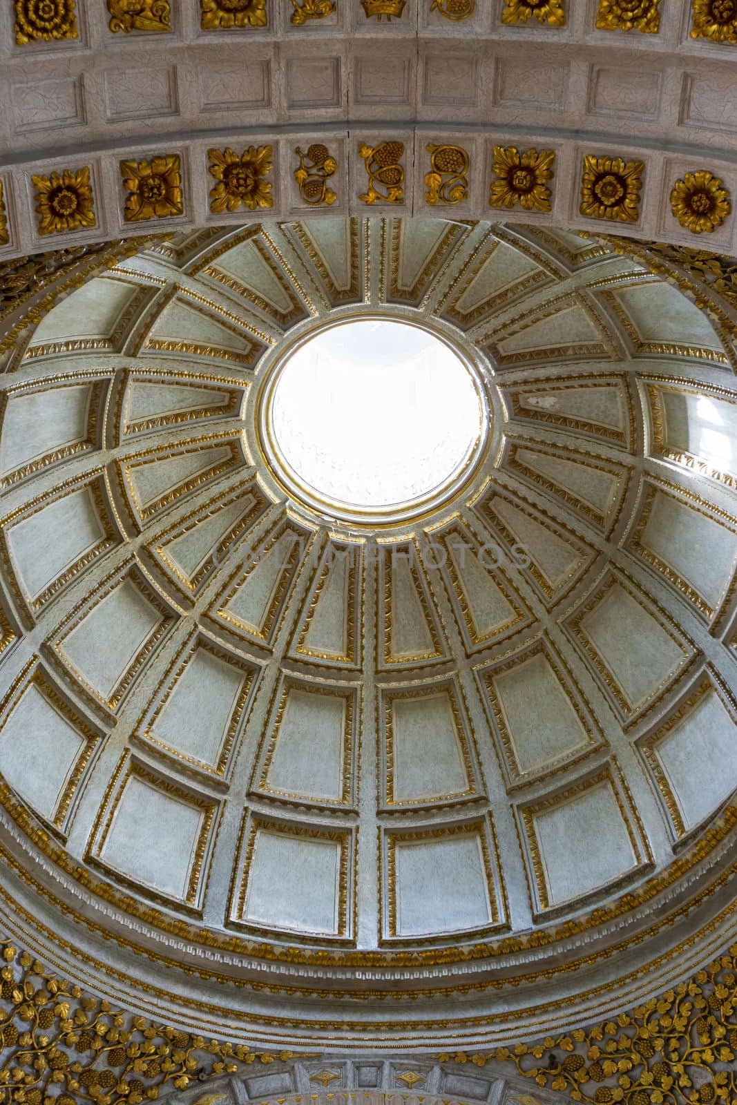 The gilded, ornate dome of the Catholic Church of the Virgin Mary in Nazare, Portugal