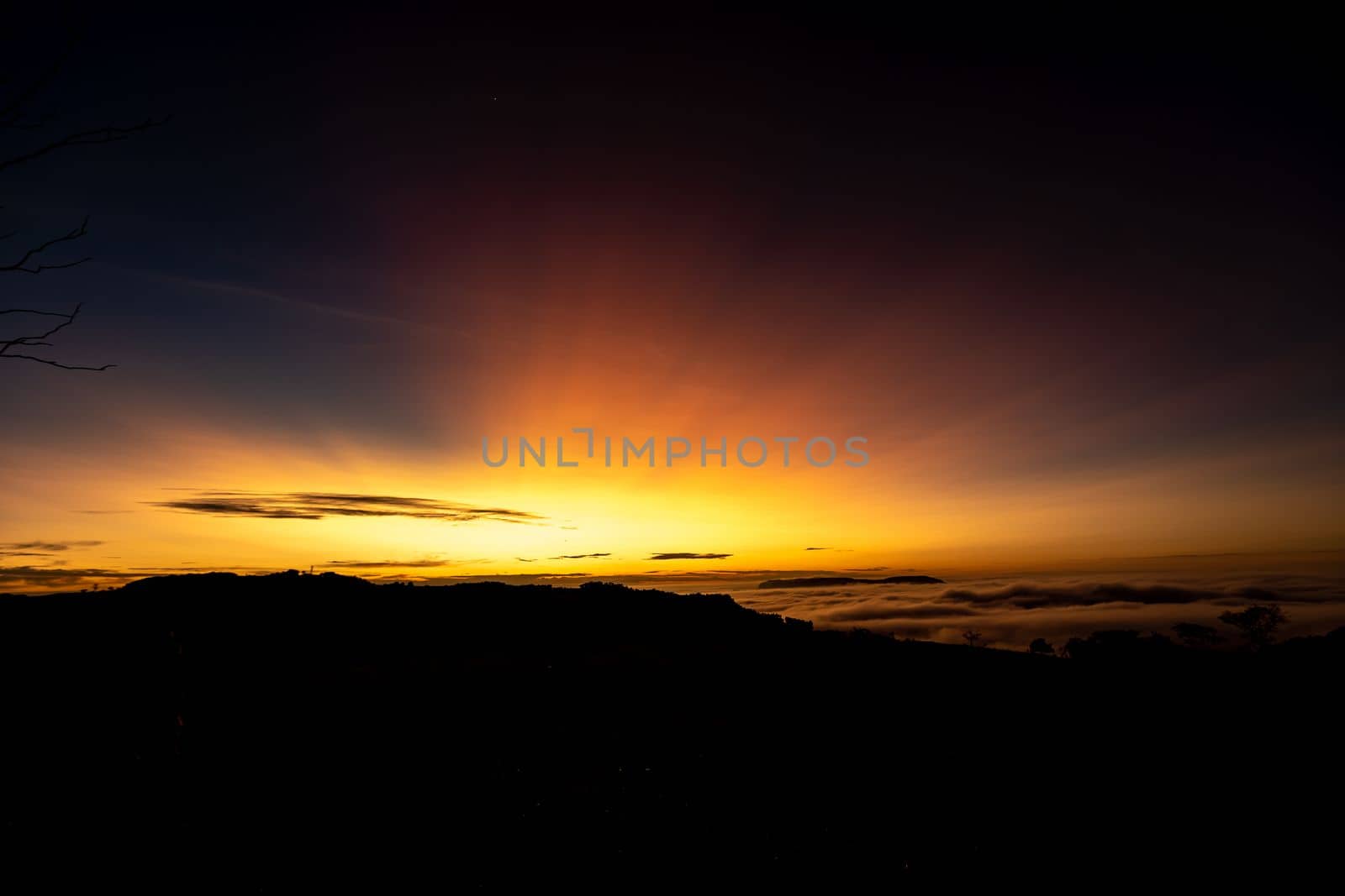 colorful sunrise in mountain landscape. High quality photo