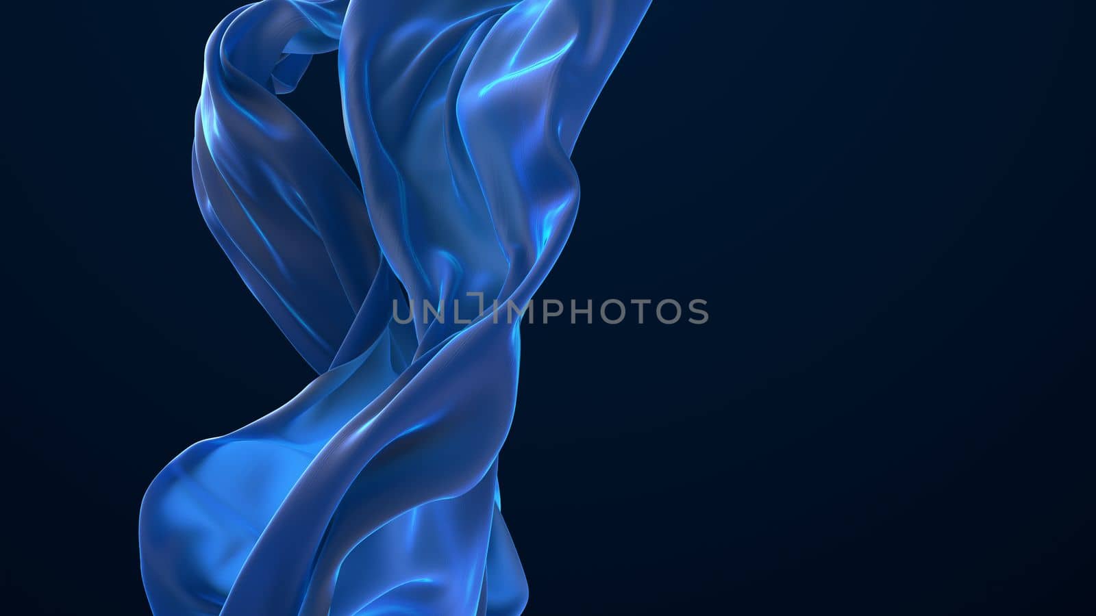 Floating light blue cloth abstract background 3d render